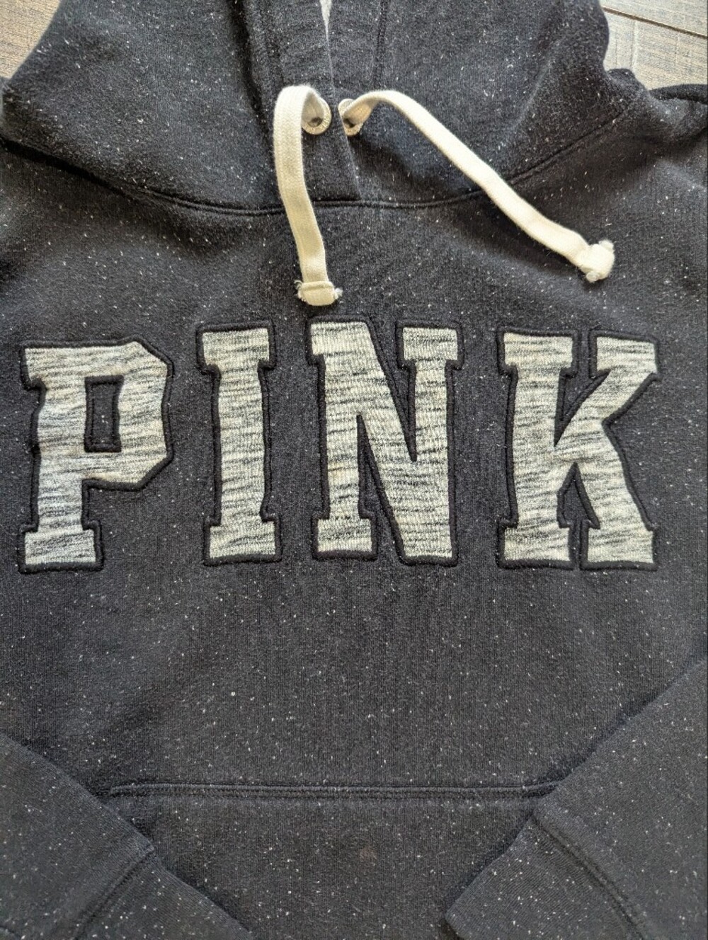 Victoria's Secret PINK Black & Heather Gray Speckled Hoodie